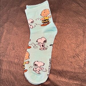 Snoopy Socks Aqua, NEW, size OS, Snoopy & Charlie Brown